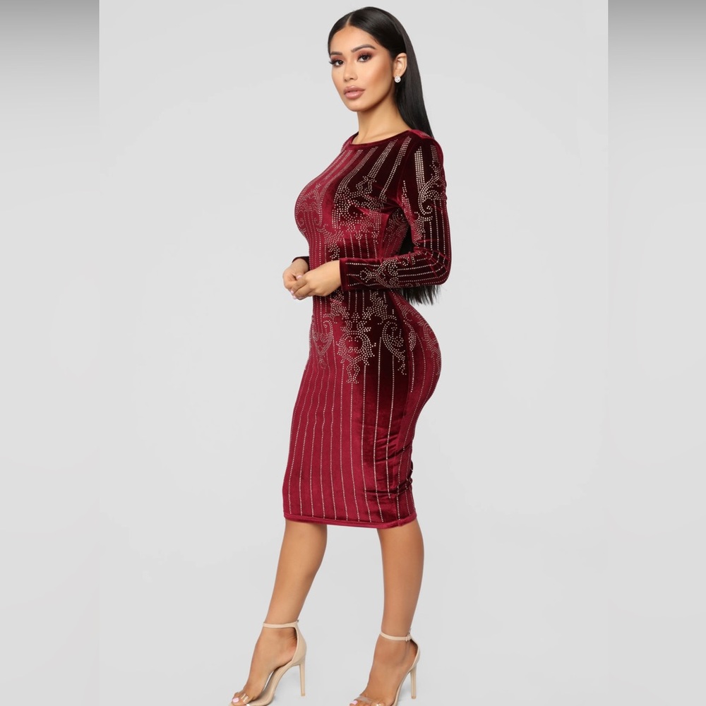 Velvet Dress- Burgundy